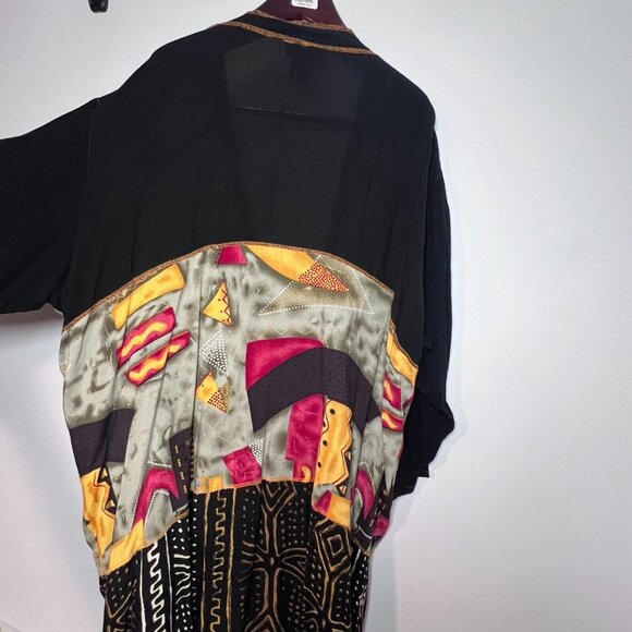 Gabrielle Boho Geometric Duster Kimono Plus Size 24 Open Front Cover up - Picture 11 of 16